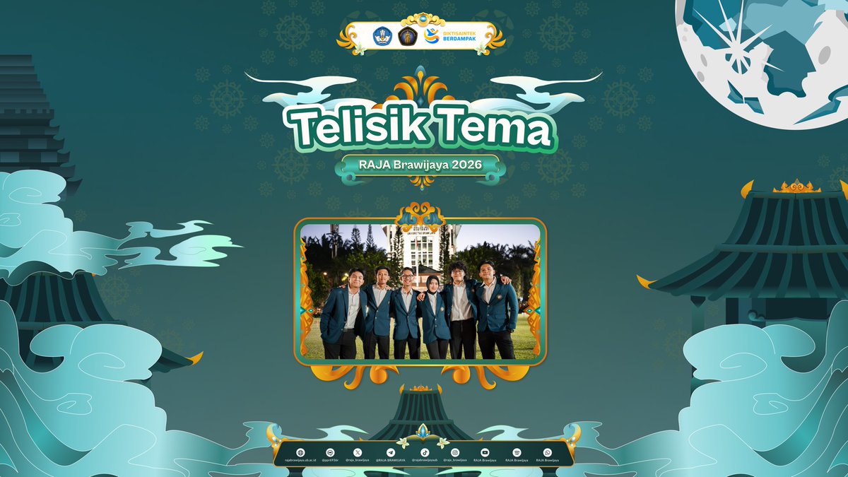 raja_brawijaya's tweet photo. [TELISIK TEMA RAJA BRAWIJAYA 2026]

Salam Semangat, Brawijaya Muda! ✨

Di balik setiap rangkaian RAJA Brawijaya, selalu ada sebuah tema yang menjadi arah dan makna dari seluruh perjalanan yang akan kalian jalani.

Kira-kira, apa tema besar yang diangkat oleh RAJA Brawijaya 2026?🤔

Mari telusuri bersama! 🔎

Tema RAJA Brawijaya bukan sekadar rangkaian kata, melainkan representasi nilai, semangat, dan tujuan yang akan mengiringi langkah Brawijaya Muda selama proses pengenalan kehidupan kampus. Dari tema inilah setiap kegiatan dirancang agar menjadi pengalaman yang bermakna dan penuh pembelajaran.

Berakar pada Budaya, Berkarya untuk Dunia.
Kita Satu Brawijaya!

��───────

For More Information :
Instagram : raja_brawijaya
Line : RAJA BRAWIJAYA
Tiktok : rajabrawijayaub
Twitter : raja_brawijaya
Spotify : RAJA Brawijaya
Youtube : RAJA Brawijaya
Telegram : RAJA BRAWIJAYA
Website : https://t.co/JOFds52E3h
Whatsapp Channel : RAJA Brawijaya

#KitaSatuBrawijaya
#MabaUB2026
#PKKMBUB2026
#RAJABrawijaya2026