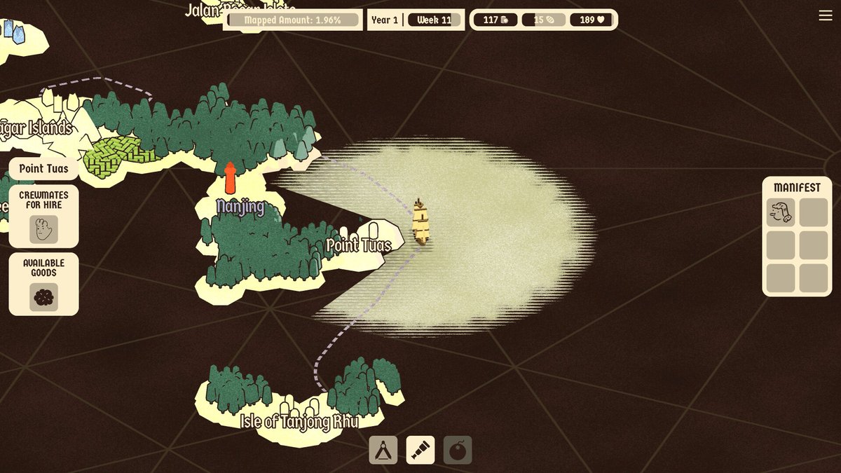 Indie_FreaksJP's tweet photo. 「THE ATLAS」を船長目線で遊ぼう！世界地図作成シム『Paper Islands』

自動生成された世界を、帆船に乗って探検！地形を特定し、正確な地図を作るか、支援者を得るため嘘の報告するも自由。懐が暖まれば良い。希少品の交易航路を開拓し、利益を上げるのも重要だ。 https://t.co/JYMaP4t8vV