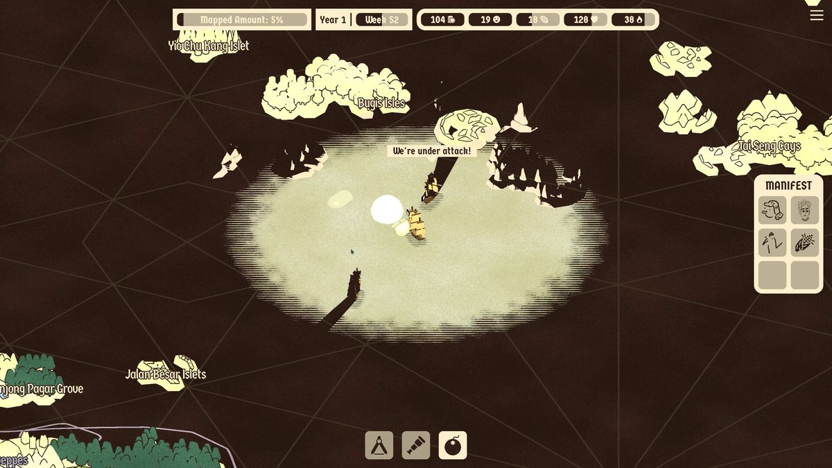 Indie_FreaksJP's tweet photo. 「THE ATLAS」を船長目線で遊ぼう！世界地図作成シム『Paper Islands』

自動生成された世界を、帆船に乗って探検！地形を特定し、正確な地図を作るか、支援者を得るため嘘の報告するも自由。懐が暖まれば良い。希少品の交易航路を開拓し、利益を上げるのも重要だ。 https://t.co/JYMaP4t8vV