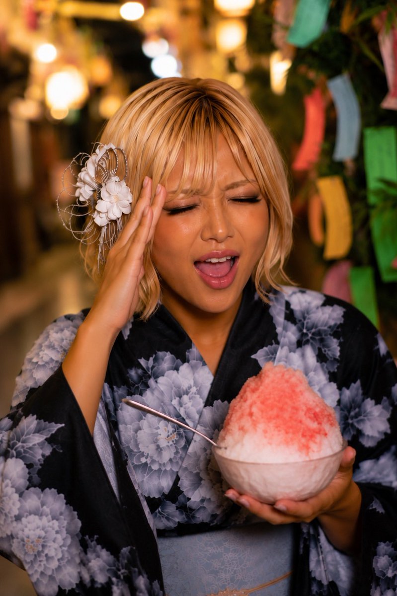 moka_W32R's tweet photo. キーーーン🤯🍧
もう一口いける思たのに無理やった🤣💦
夏はこれも込みで楽しむやつやな😝✌️
📸@finr_caz
#黒崎茉夏
#NEONDRIP
#浴衣
#かき氷
#夏祭 https://t.co/FIv0QQmHT9