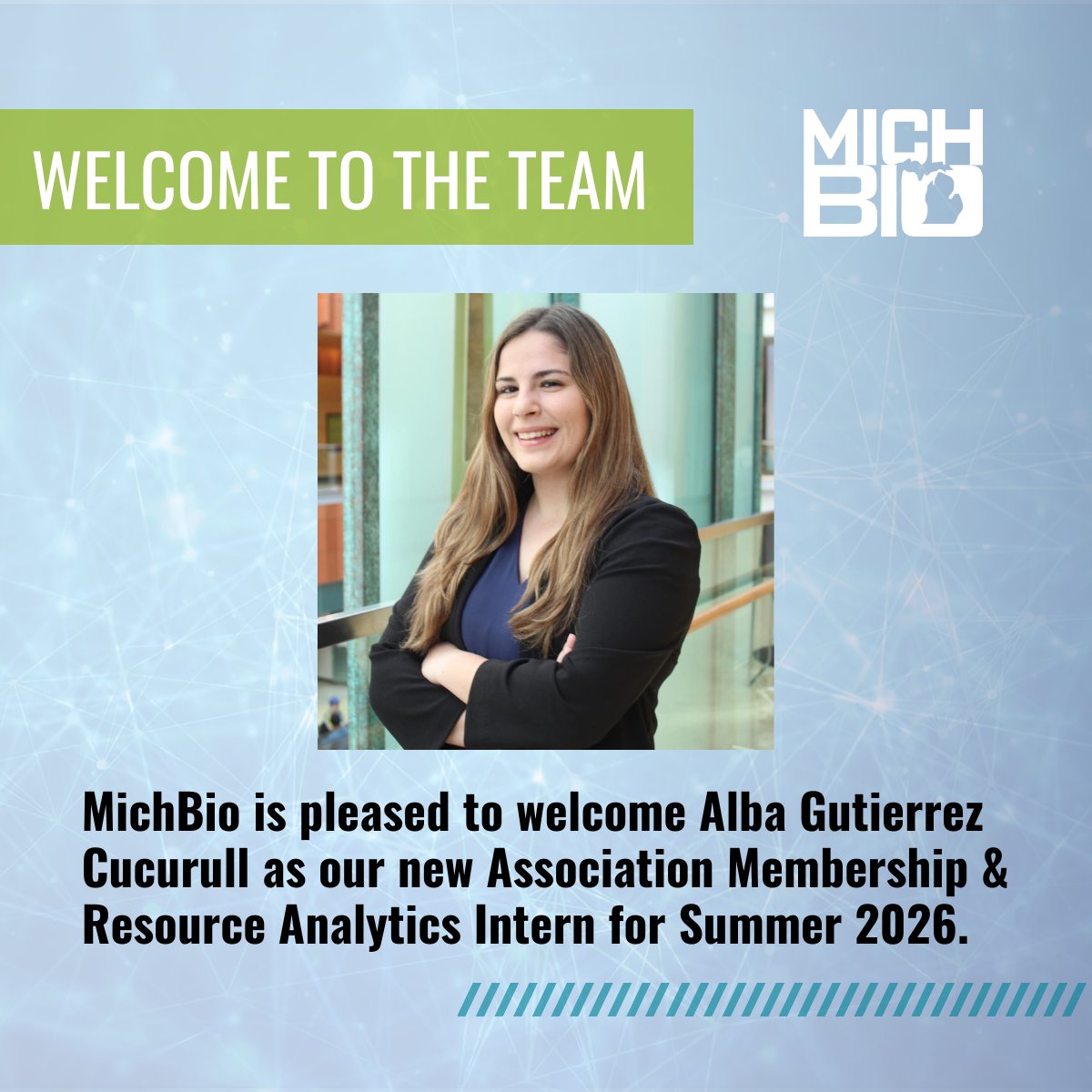 michbio's tweet photo. Meet our Summer 2026 intern, Alba Gutierrez Cucurull! A Biomedical Engineering student at the University of Michigan, Alba joins MichBio as our Association Membership &amp; Resource Analytics Intern. Welcome, Alba! https://t.co/GaZV169FJ5
