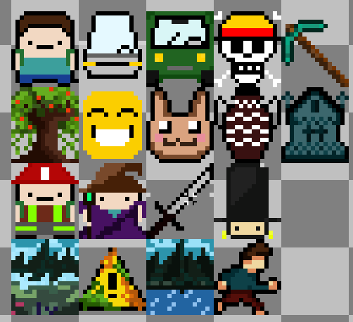 Mob_Homunculus's tweet photo. Finalmente terminei os ícones em pixel art. Eu sei q esão muito limitados mas foi a 1x q eu faço algo assim ent acho q ta ok até https://t.co/EkBiHphOTt