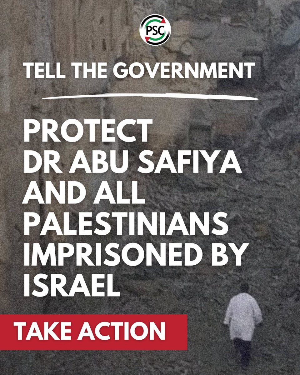 PSCupdates's tweet photo. 🚨Tell the government: Protect Dr Abu Safiya
👉 TAKE ACTION: https://t.co/K8iExIvzS8

Please take urgent action for Dr Hussam Abu Safiya, whose life is in critical condition. He is the director of Kamal Adwan hospital in the Gaza Strip, and was abducted by the Israeli military over 18 months ago. Since then, he has been held as a prisoner without any charges. He has been tortured, denied treatment, and held in solitary confinement. His lawyers have just confirmed he needs urgent hospitalisation and that his life is in immediate danger.