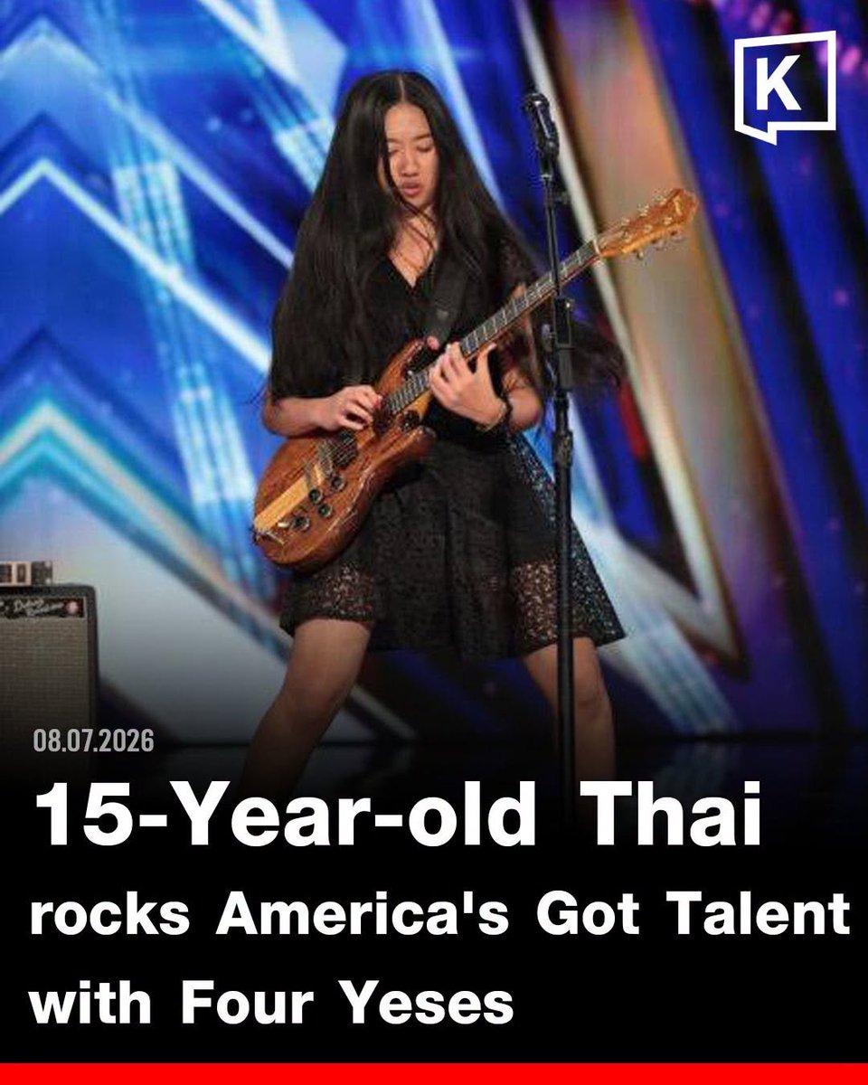 KhaosodEnglish's tweet photo. Thailand has another rising star on the global stage.

Phuket teenager Nene Royal earned unanimous Four Yeses from the judges on America's Got Talent after delivering a powerful performance of Zombie by The Cranberries. The 15-year-old singer-songwriter now advances to the next round as she pursues her dream of becoming a global music superstar.

#NeneRoyal #AmericasGotTalent #AGT #Zombie #music #tvshow #agtauditions
