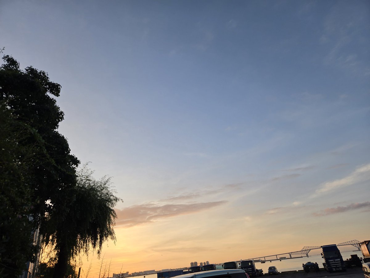 nami_performer's tweet photo. めちゃ綺麗な朝焼け〜！ とか思ってたらこの後とてつもない晴れで日差しにやられる……夏だ……🫠 https://t.co/Is1qtS14gM