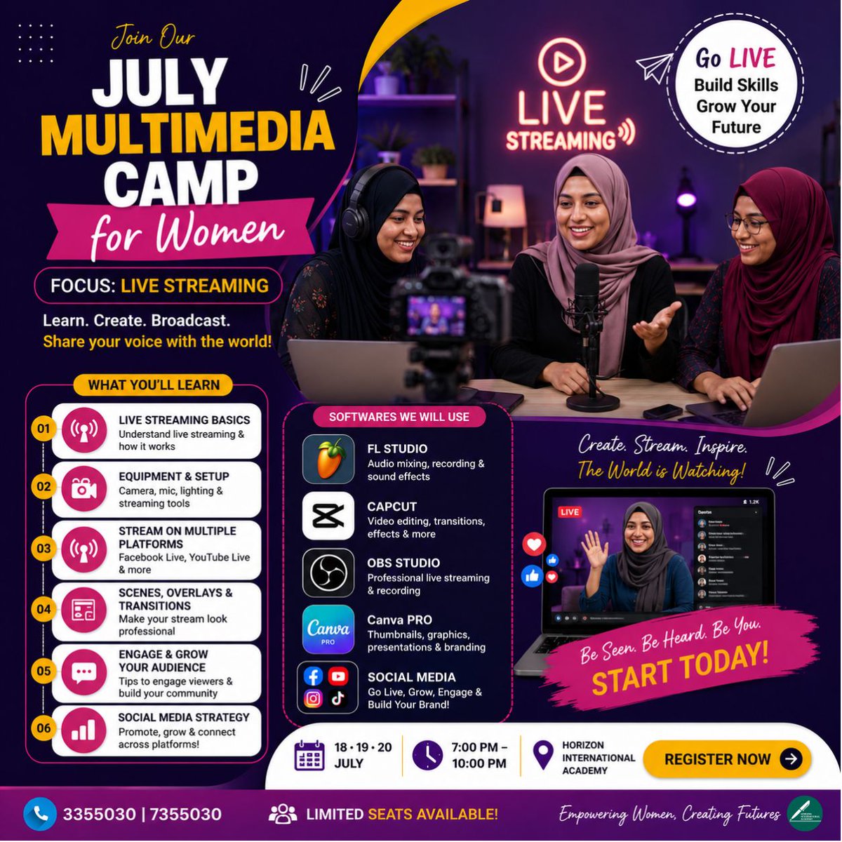 hia_edu's tweet photo. Go LIVE with Confidence. Build Skills. Grow Your Future.

Ladies of Maldives, are you ready to become the face behind professional live streams? 

📩 Send "LIVE" to our inbox or call 3355030 / 7774147 to reserve your seat today! https://t.co/dwtEsYVccp