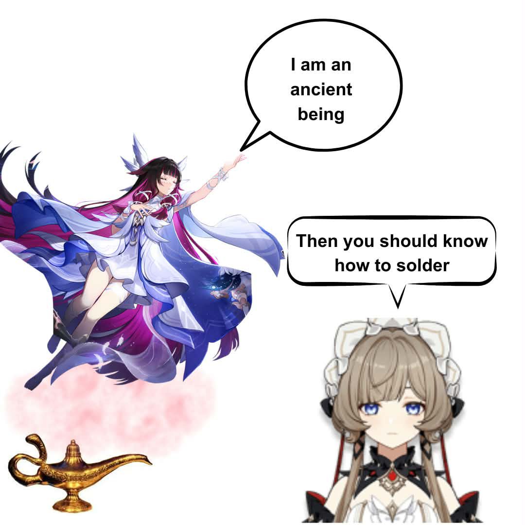 miwamiwamiii's tweet photo. cue in sandrone turning genie bina into a glorified assistant instead of using her wishes for other things https://t.co/2GpyQYfi2J