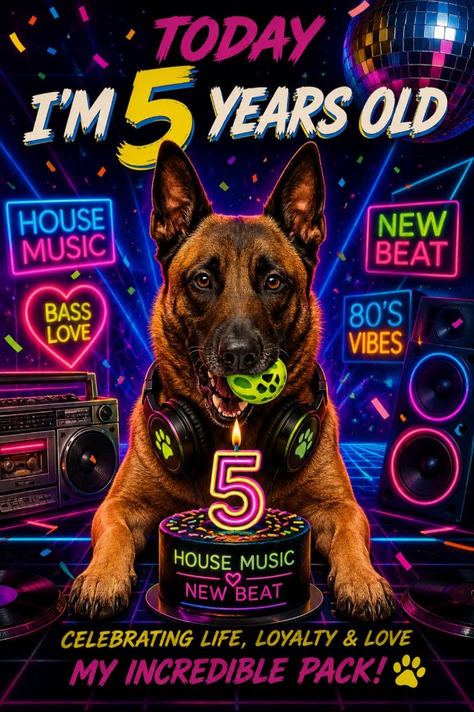 DimosRaikoudis's tweet photo. Today, my little guy is 5 years old, he looks so cool as a DJ
#Birthday #Malinois #BelgiumMilinois https://t.co/Ef6d8PZkC6