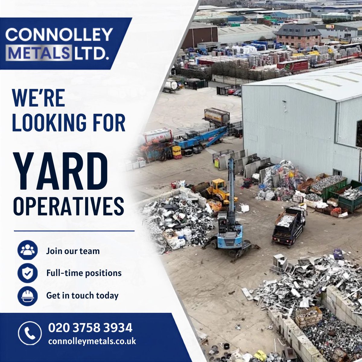cmlondonltd's tweet photo. 👷 We’re hiring Yard Operatives!

Join our team in Rainham, London. If you’re hardworking, &amp; enjoy working as part of a team, we’d love to hear from you

📧 info@connolleymetals.co.uk
📞 020 3758 3934
🌐 https://t.co/XcU7GmnL2Z

#Hiring #LondonJobs #Rainham #YardOperative https://t.co/9UMCdlh1wm