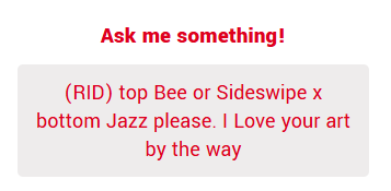 Heul1shan's tweet photo. Sideswipe x Jazz (RID) request 

https://t.co/kKiKT5uOZl

I apologize for the awkward translation; my friend couldn't help me out this time. This is a past project that I thought would be a good fit for your request.

#valveplug #sideswipe #jazz https://t.co/rqQO70v969