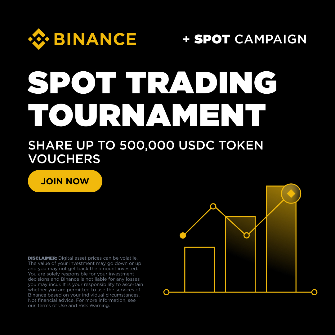 binance's tweet photo. Think you've got what it takes to win?  

Compete in the Binance Spot Trading Tournament for a share of 500,000 USDC!  

Don't miss out → https://t.co/K8FAzr7svm https://t.co/chNFDzcE2g