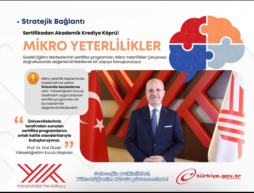 Hayem_hru's tweet photo. Yaşam Boyu Öğrenmede Yeni Dönem Başlıyor. Mikro Yeterlilikler daha çok önem kazanıyor. Sertifikadan Akademik Krediye  Stratejik Bağlantı kuruluyor📌 https://t.co/E2LKOFlKMj