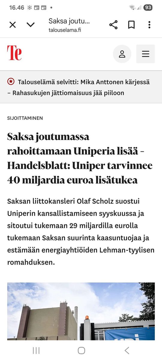 VilleKoli's tweet photo. @MJ_Jarvinen @Rajajoppe @Demarit Uniperin myynti oli ainoa realistinen vaihtoehto Fortumille ja Suomen valtiolle. Rahaa vuoti ulos 30-40 miljoonaa euroa päivässä eikä Fortumilla ollut resursseja yhtiön lisäpääomittamiseen, joka olisi tarkoittanut valtion velanoton kaksinkertaistamista viime hallituskaudella. https://t.co/CYRNqVjWKZ