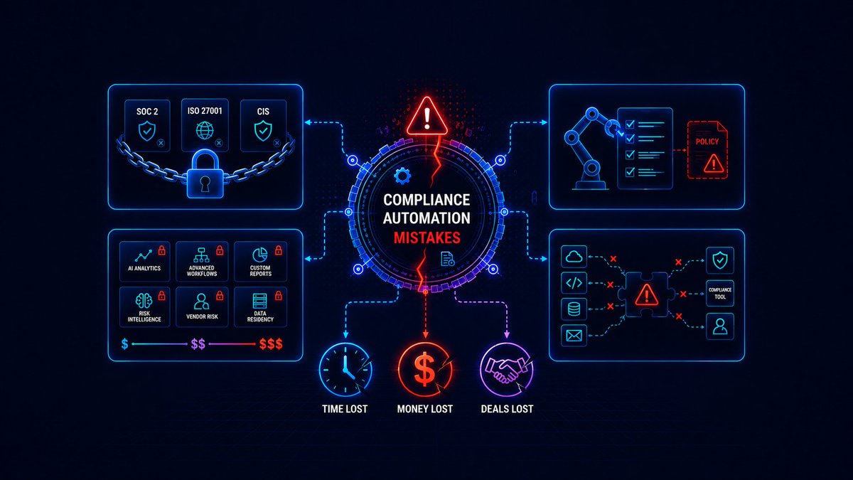 saasaudit_inc's tweet photo. Discover the 4 compliance automation mistakes that waste time, drain budgets, and put customer deals at risk and how to avoid them.
📎 Read more: https://t.co/zkekNDdza2
#Compliance #SOC2 #ISO27001 #Startup #SaaS #Automation #Audit #Founders https://t.co/P4ncgALhwe