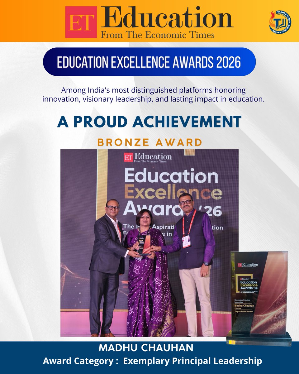 PublicTagore's tweet photo. Tagore Public School Honoured at Economic Times Annual Education Summit 2026: TWO LEADERS, TWO TRIUMPHS
#gurugram #economictimeseducationsummit #K12Leadership #SchoolExcellence #EducationLeadership #VisionaryLeadership #exemplaryprincipal #tagorepublicschool #gurgaonschools https://t.co/OkJASAw0f0