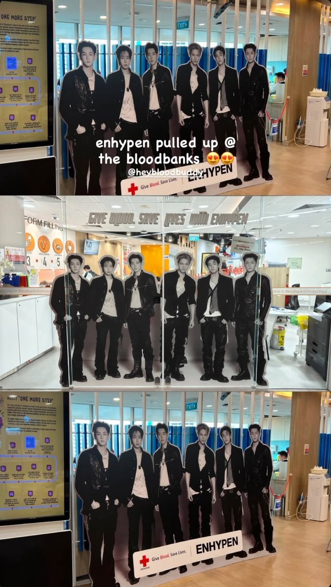 about__enhypen's tweet photo. ENHYPEN standees at hospitals in Singapore for their Blood Donation Campaign with the Red Cross.

Be sure to check them out and recieve a set of exclusive ENHYPEN Photocards after donating engenes~

🗓 6-25 July https://t.co/7FkwYivlCo