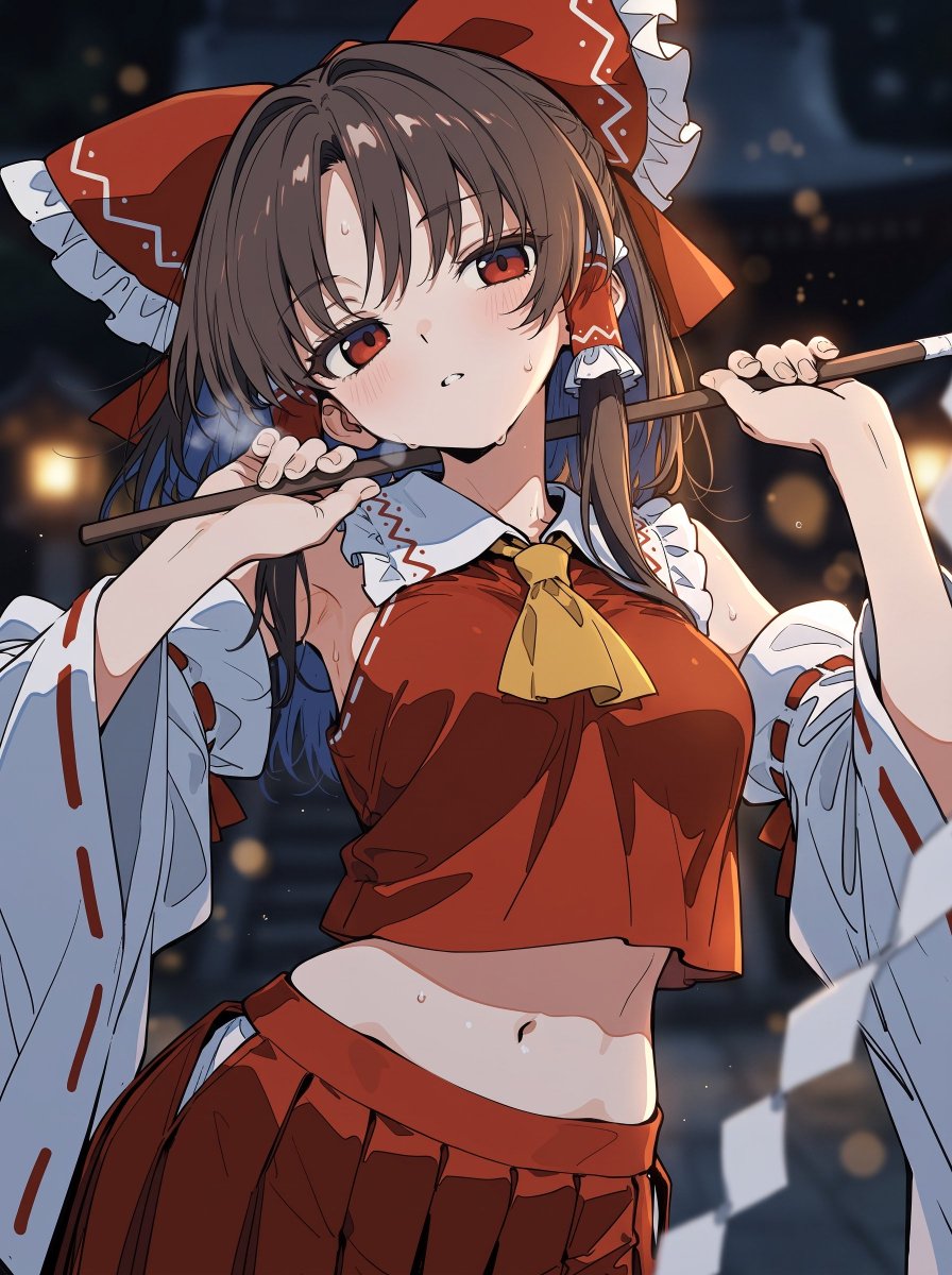 PAHs2048's tweet photo. こんな夜遅くに、
わざわざ私を呼び出して何の用よ？
#東方Projectㅤㅤㅤㅤ 
#博麗霊夢 https://t.co/trEBaMIuij