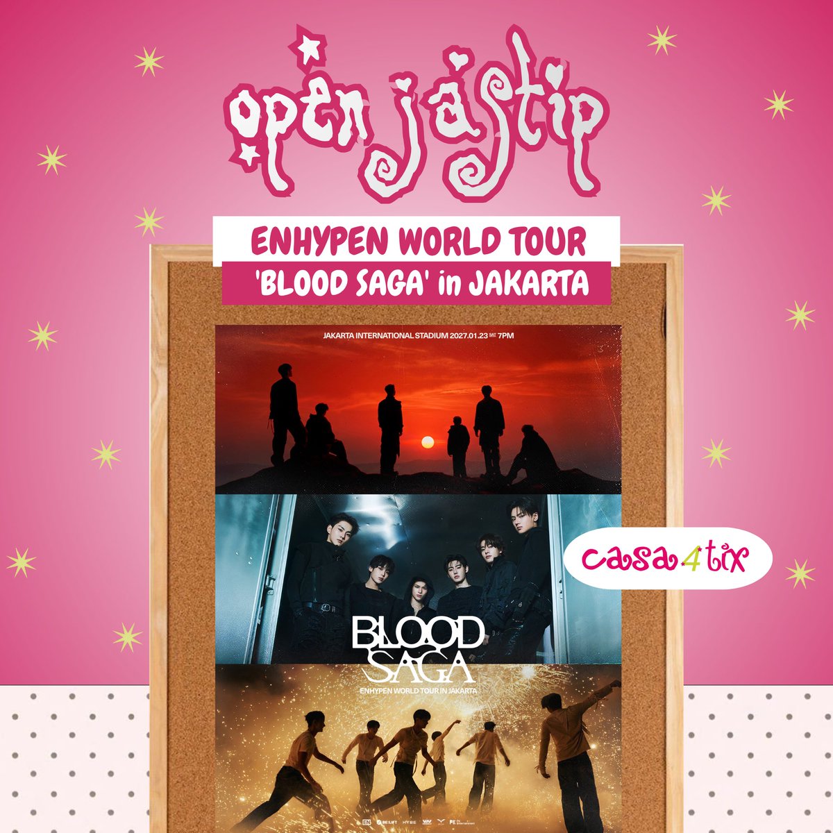 casafourtix's tweet photo. OPEN JASTIP ENHYPEN WORLD TOUR ‘BLOOD SAGA’ IN JAKARTA

𑣲⋆ Open all section both presale membership &amp; gensales
𑣲⋆ Payment fees after secured
𑣲⋆ Read tnc on the picture carefully

dm us for more deets, info, and link form! https://t.co/lxQqloKjrU