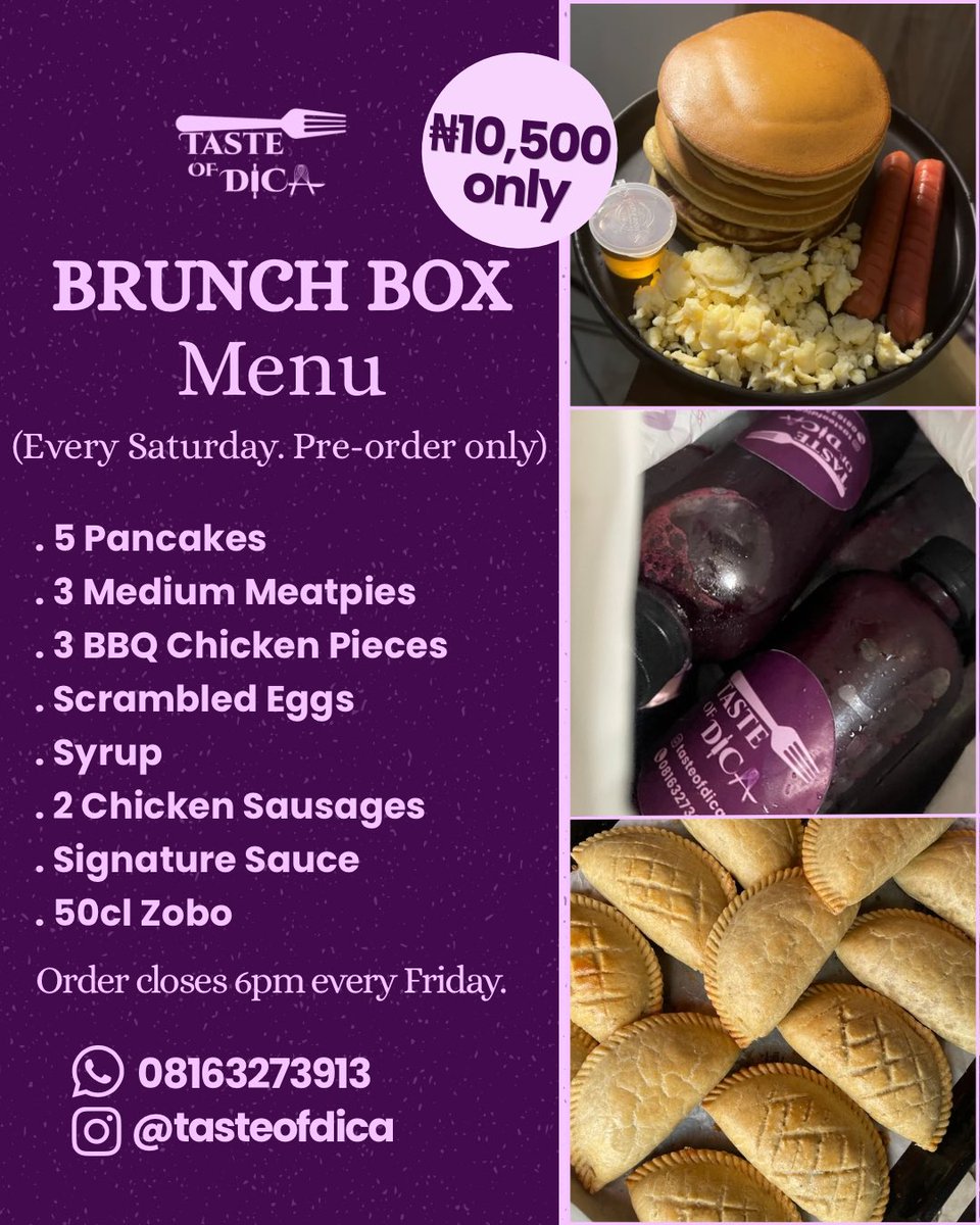 di2nma's tweet photo. Brunch just got better! 😍

Our ₦10,500 Brunch Box is packed with everything you need for a satisfying meal. Fresh, delicious, and made just for you! Pre-order only.

Send us a message to place your order today. 
📍Lagos, Nigeria
https://t.co/EiHtIUDV1W https://t.co/lxmevXTRLy