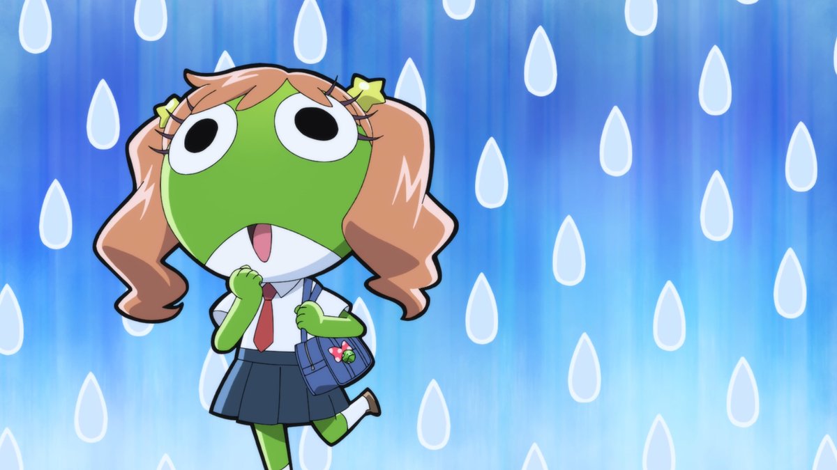 keroro_anime's tweet photo. 梅雨明けたってマジ～？💫
お肌のツヤがなくなるっつ～の～
って感じ～であります🐸☔

『新劇場版 #ケロロ軍曹』
大ヒット上映中📢´-

#令和はケロロ元年 https://t.co/QR60qXfhD7