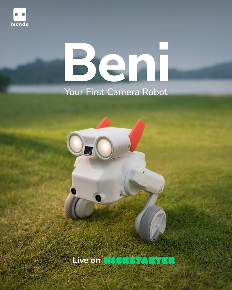 mondorobotics's tweet photo. Meet Beni, Your First Camera Robot. 

It films you — auto-follows at 17.9 mph, shoots stabilized 4K, then auto-edits the highlights. No filmer. No tripod. No editing.

Live on Kickstarter.