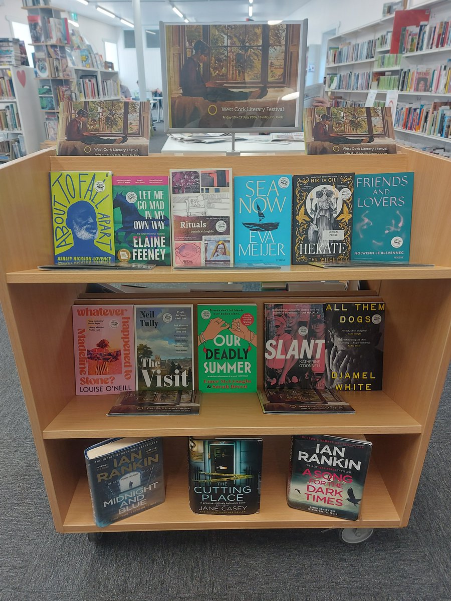 corkcolibrary's tweet photo. #ClonakiltyLibrary would like to wish our colleagues in Bantry Library the best of luck for the West Cork Literary Festival 2026, which is kicking off this Friday 10th July π€© We've curated a special display showcasing many of the writer's work who will be presenting at the festival. Call into Clonakilty library and discover some new and exciting works in poetry, fiction and non-fiction. #WCLF2026
@IloveClonakilty
