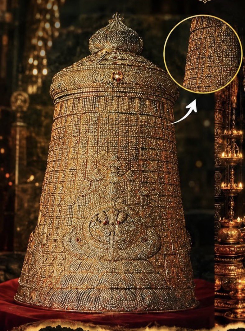 Jayalko1's tweet photo. More than 500 year old Original crown (Kireetam) of Venkateswara Swamy at Tirumala

Krishnadevaraya visited the Tirumala temple seven times between 1513 and 1521, donating this special crown on February 10, 1513–according to temple inscriptions https://t.co/9VtJLZrqWO