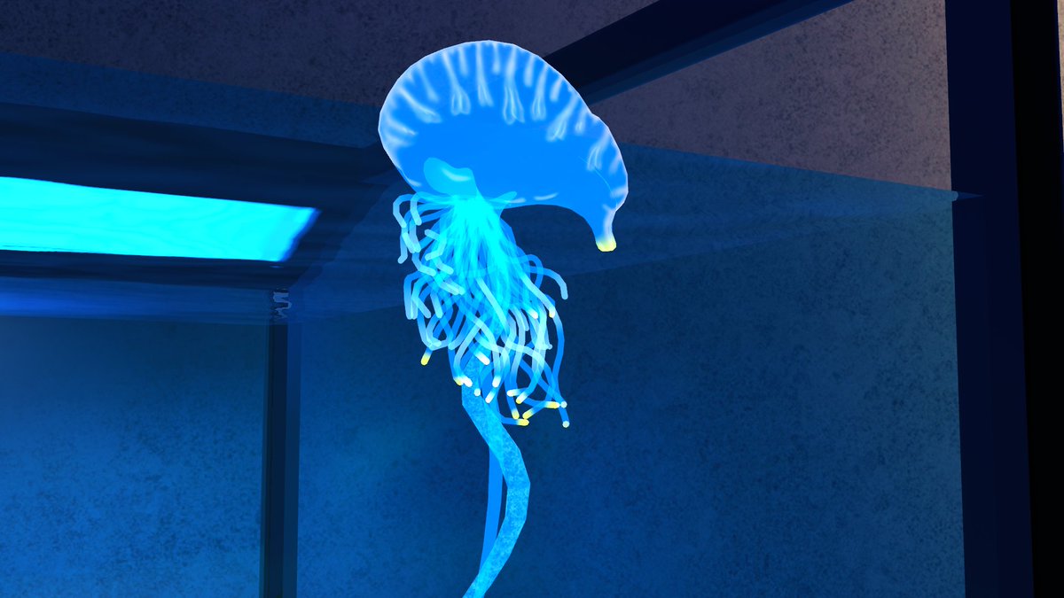 nemutchi64's tweet photo. 生き物紹介④
当館に展示してある生き物を紹介します！
こちらはカツオノエボシいうクラゲの仲間？ではあるそうなのですがヒドロ虫という個体がたくさん集まってできた群体なんです。今の時期に近海に漂着し強力な毒性を持つ危険な生物なので見かけても触らないようにしましょう！🪼
#VRchat https://t.co/SRY332bXdo