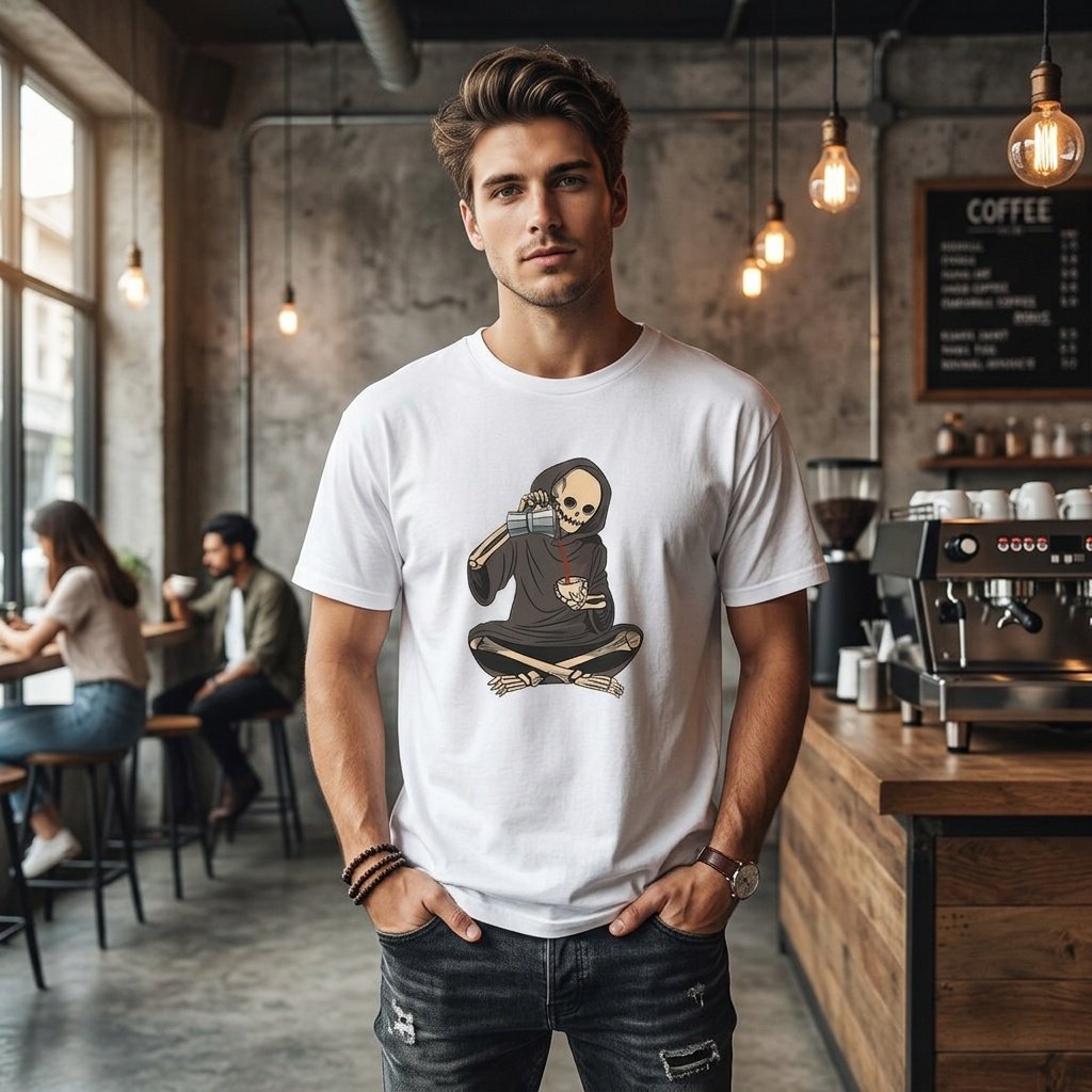 blankechoo's tweet photo. https://t.co/j83W0wVmGc

Death before decaf. ☠️☕ The Grim Reaper takes his morning ritual seriously — and honestly, same. Meet the Reaper Tee: now available in cream, black & white. Pick your color, own your vibe. 🖤🤍☕ Shop now 👉 link in bio.
#shirt #men #messi #fifaworldcup #fifa #ronaldo #mbappe