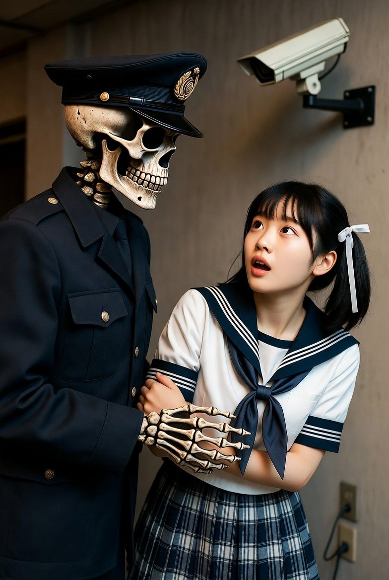 10starcat's tweet photo. 防犯カメラだけは騙せなかった📹
骸骨警官の検挙率100％💀🚔 https://t.co/oTjEfkXJdz