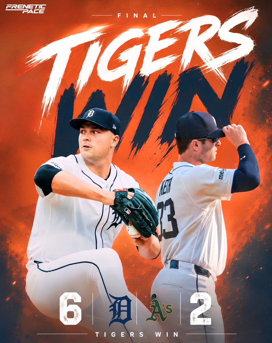 FPSportsMedia's tweet photo. Tarik Skubal strikes out nine and Colt Keith powers a 427-foot home run to lead the Tigers to a dominant 6-2 victory over the Athletics.

#DetroitTigers #TigersWin #TarikSkubal #ColtKeith #RepDetroit #MLB #FreneticPaceSports

Read Here:

https://t.co/mIKPJdQT1w https://t.co/jOvZPJWf5Y
