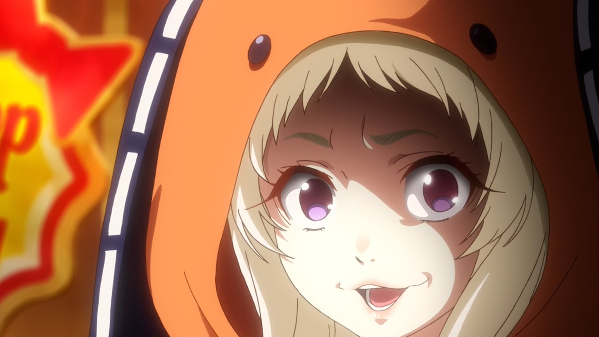LastBami's tweet photo. Runa Yomozuki the tiny, adorable sociopath with bunny ears.   

She looks like a character from a children’s cartoon: lollipop, kigurumi hoodie, big smile and those huge sparkling eyes. Then she calmly tells you “practice pleasing men” (Mary) and giggles sweetly.  She treats people like toys, doesn’t flinch at anyone’s suffering, but when it matters she’s absolutely neutral.

“Any player can take the scalp of another”  and she genuinely believes it. She enforces it without batting an eye.  Probably the third most cruel person in the entire academy (after Kirari and Midari), but served in the sweetest package possible.  I love her. And I’m a little scared of her.  

For you, is Runa an absolutely evil character, or just the typical kind of madness you expect from Kakegurui?  

#Kakegurui #RunaYomozuki #CuteSociopath