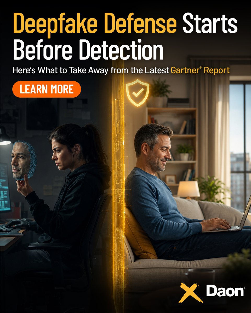 DaonInc's tweet photo. Deepfake defence starts before detection. In his latest article, Clive Bourke explains why layered security, standards-based PAD &amp; IAD, and contextual risk signals are critical to stopping attacks before they succeed.

https://t.co/enVabal2V6 https://t.co/cfqszV2VkK