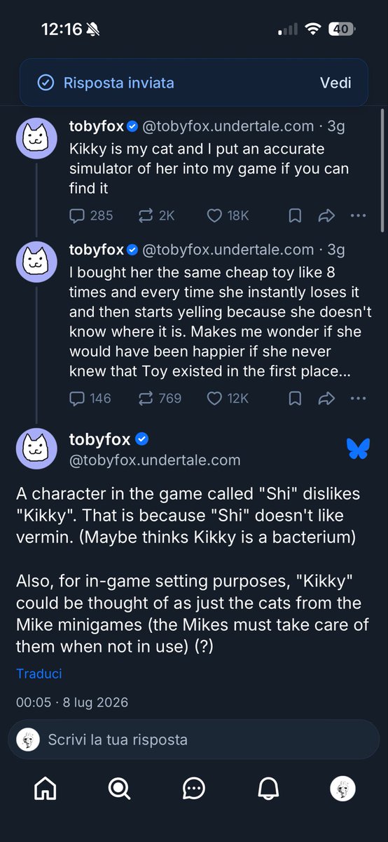 Immadeletethi's tweet photo. #deltarune_spoilers 
I actually think it’s disgustingly cute that Toby’s Cat was the base inspiration for the KawKaw he loves that silly guy https://t.co/tW5Dt19XVe