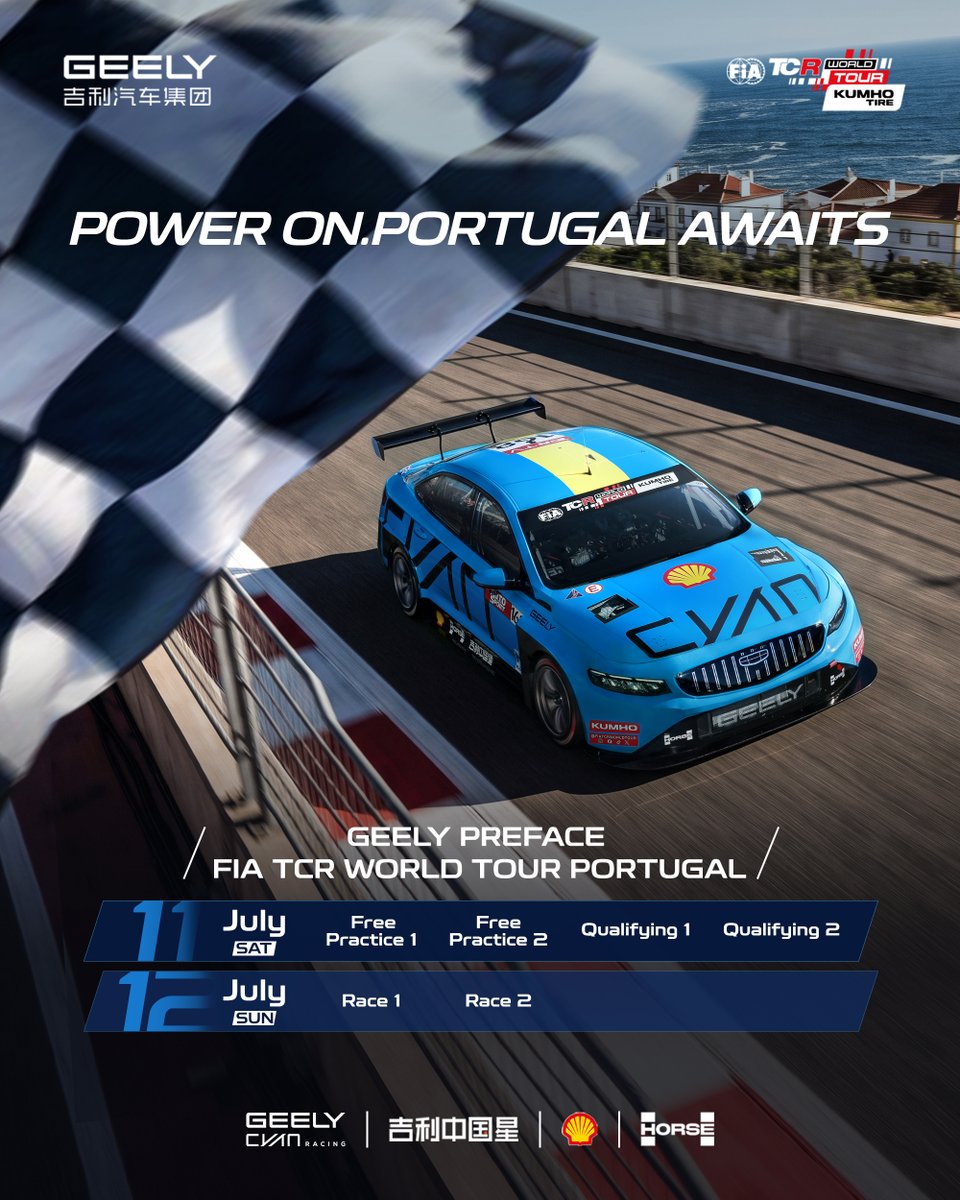 GeelyAutoGlobal's tweet photo. π Next round: TCR Portugal.
ποΈ Geely Preface is race-ready.
π¦ July 11β12. See how the story unfolds on track.
#GeelyAuto #SeeTheWorldInFull #GeelyPreface #GeelyPaceTCR #FIATCRWorldTour https://t.co/O2ZWy50dhZ
