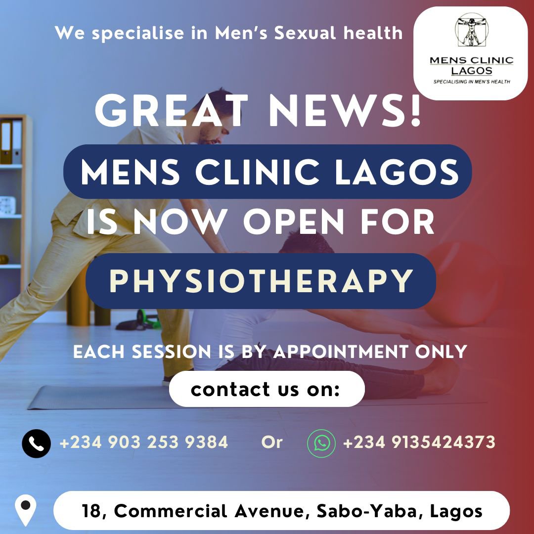 MensClinicLagos's tweet photo. 🚨 Great News! Physiotherapy Services are now available at Men's Clinic Lagos. Recover from pain, improve movement, and get back to doing what you love with expert care.
📍18, Commercial Avenue, Sabo-Yaba, Lagos
📞09032731614 | 💬09032539384
Book your appointment today!
#Health https://t.co/mzlnpOphjg