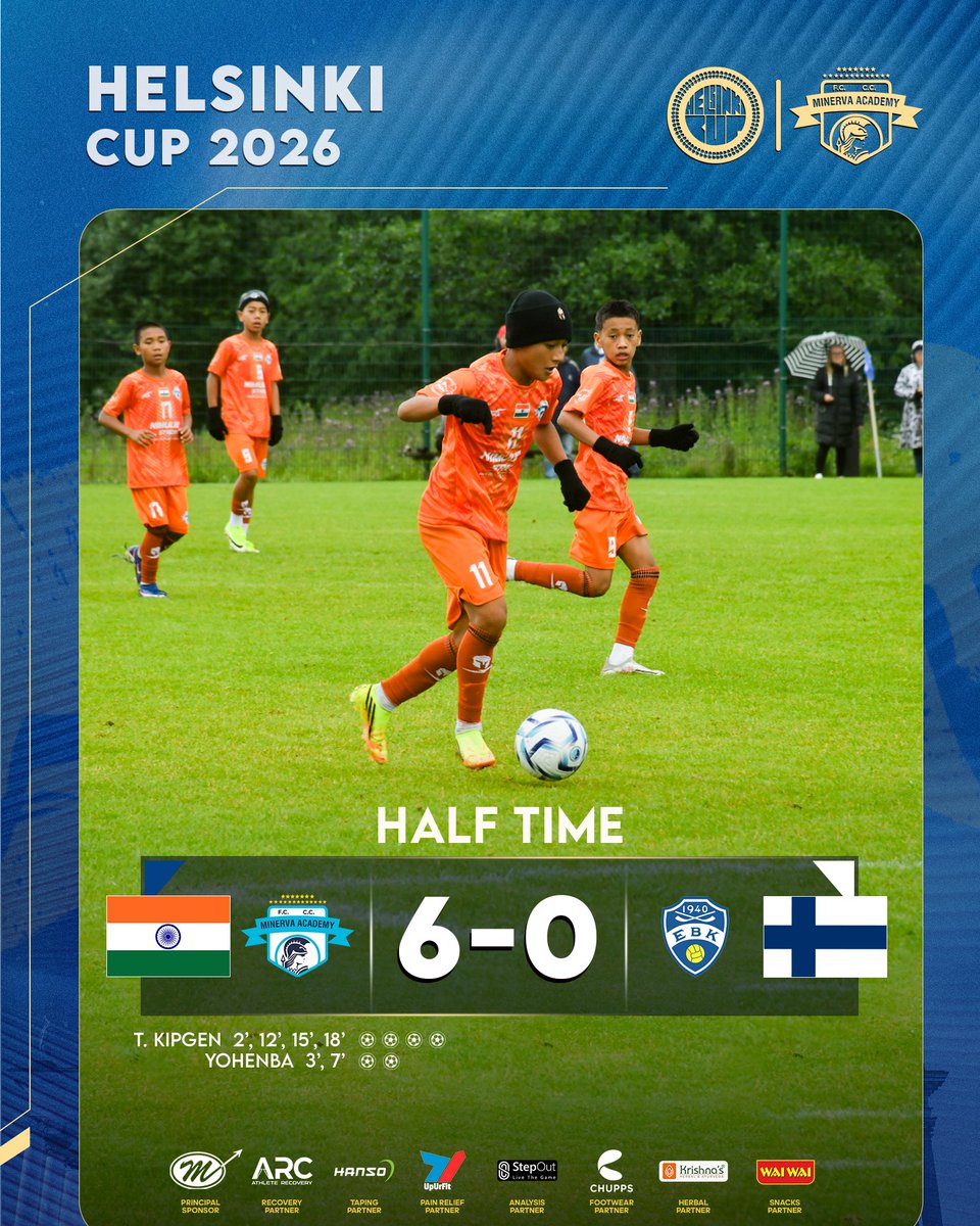 minervapunjabfc's tweet photo. HALF TIME. ๐
๐ฎ๐ณMinerva Academy FC 6๏ธโฃ vs 0๏ธโฃ Esbo Bollklubb๐ซ๐ฎ
Clinical in attack, disciplined in defence, and fully in control of the game. The focus remains the same finish strong and keep the standards high.
#MAFC #TheFactory #HelsinkiCup2026 #IndianFootball #Warriors https://t.co/PxkfbBnBCz