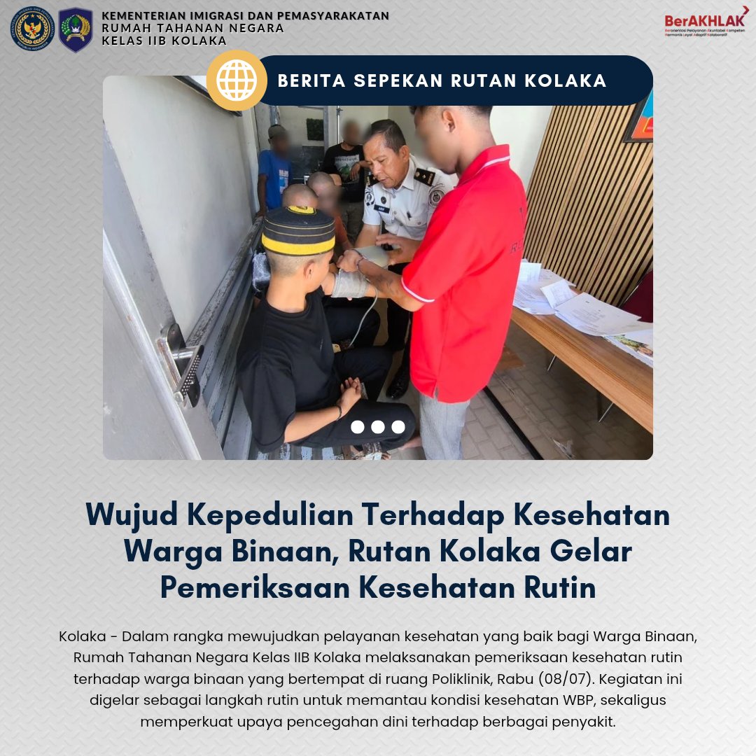 RutanIib's tweet photo. Wujud Kepedulian Terhadap Kesehatan Warga Binaan, Rutan Kolaka Gelar Pemeriksaan Kesehatan Rutin https://t.co/L99cS7ODKM