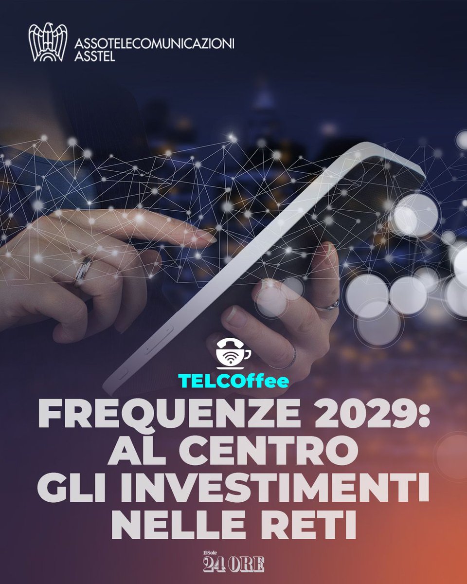 asstel_it's tweet photo. Tra le notizie #TelCoffee segnaliamo l'approfondimento de @sole24ore sul futuro delle frequenze mobili in scadenza nel 2029.

Il confronto avviato da @AGCOMunica guarda a un modello che valorizzi gli investimenti nello sviluppo del 5G Standalone e dell'edge cloud. La proposta passa ora al confronto con il Governo.

Nel Manifesto per la crescita digitale, #Asstel propone una revisione sostenibile dell'allocazione delle frequenze, in linea con le scelte adottate in Europa, per favorire gli investimenti nelle reti.