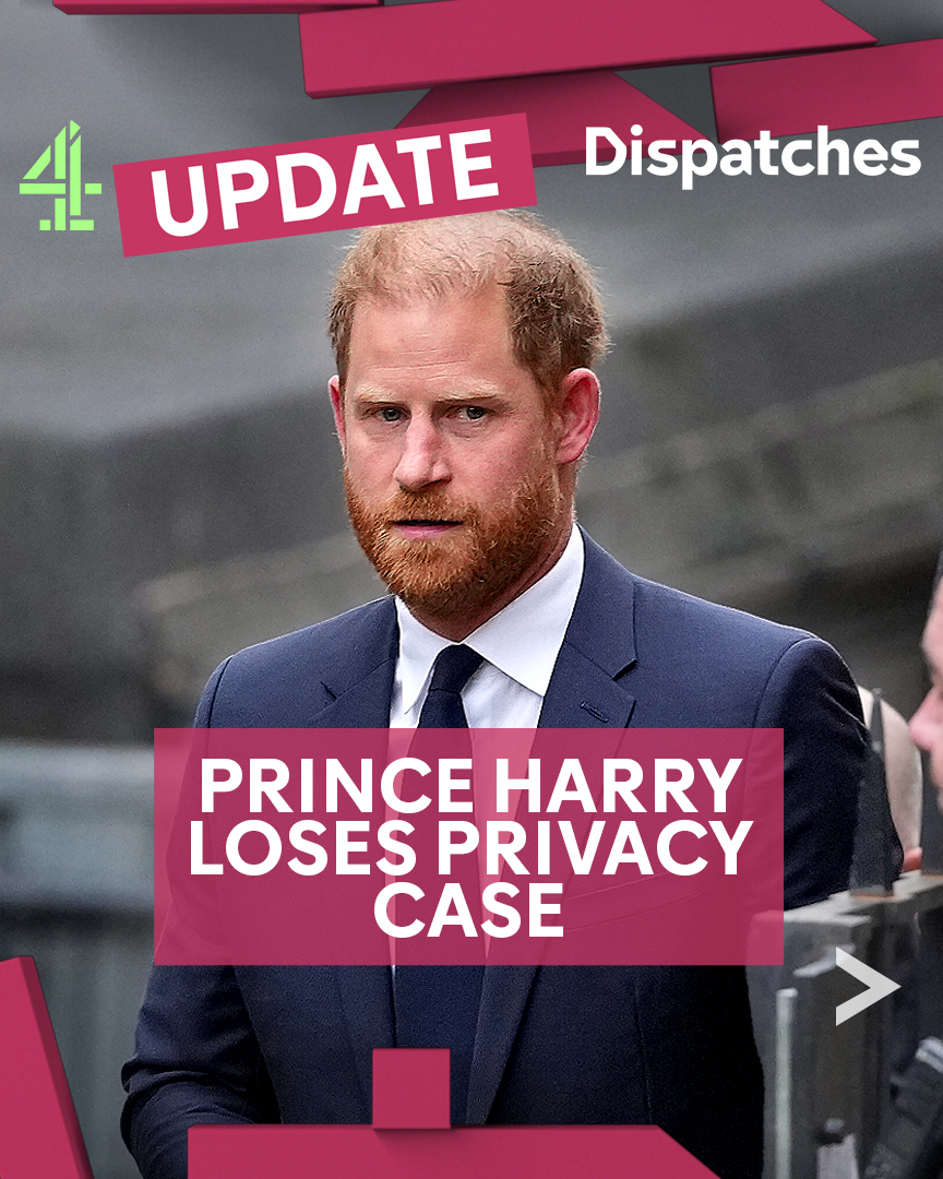 C4Dispatches's tweet photo. Prince Harry, along with six others lost their privacy case against the publisher of the Daily Mail and Mail on Sunday.

The Duke of Sussex claimed the newspaper group had used unlawful methods when gathering information for stories.

All 97 allegations were dismissed. https://t.co/ObLvh5VJyt