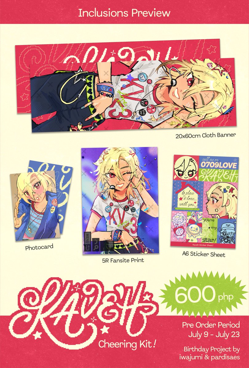 iwaoist's tweet photo. Ი𐑼 kaveh, light of k...pop?!?!?!

Lighting up stages all over Teyvat and sparking a phenomenon! This comeback season, Kaveh enters the charts with his first full album!
#HAPPYKAVEHDAY

₊˚ෆ cheering kit orders open 7/9, 7pm 🎂

@iwaoist 𑣲 illustrations
@pardisaes 𑣲 design https://t.co/itgfvrISht