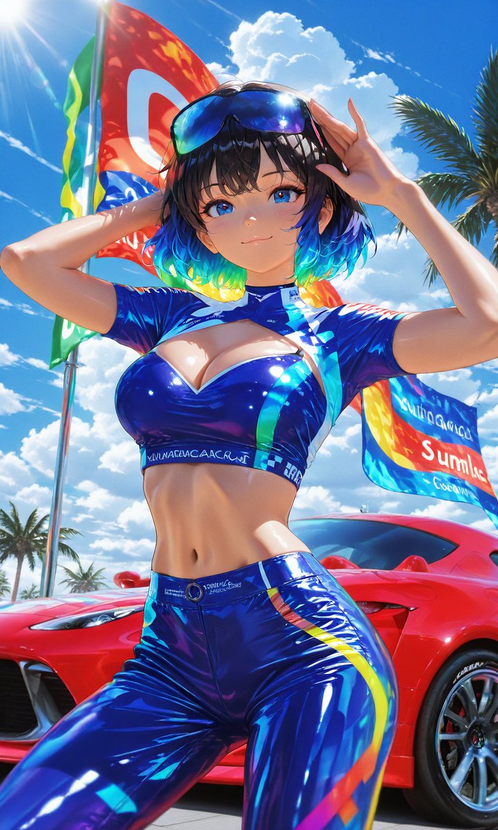 青空ページ 夏本番のサーキット日和☀️ 眩しい青空に、光沢ブルーのRQを添えて