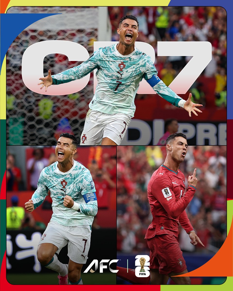 TheAFCCL's tweet photo. The goals. The moments. The legacy.

Cristiano Ronaldo’s #FIFAWorldCup story will be remembered forever 🐐🇵🇹 https://t.co/AuNgpgk4Eh