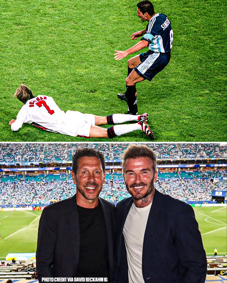 ESPNUK's tweet photo. Who would've imagined David Beckham and Diego Simeone watching World Cup football together 28 years later... 👀🟥 https://t.co/rw1e5zdYC2