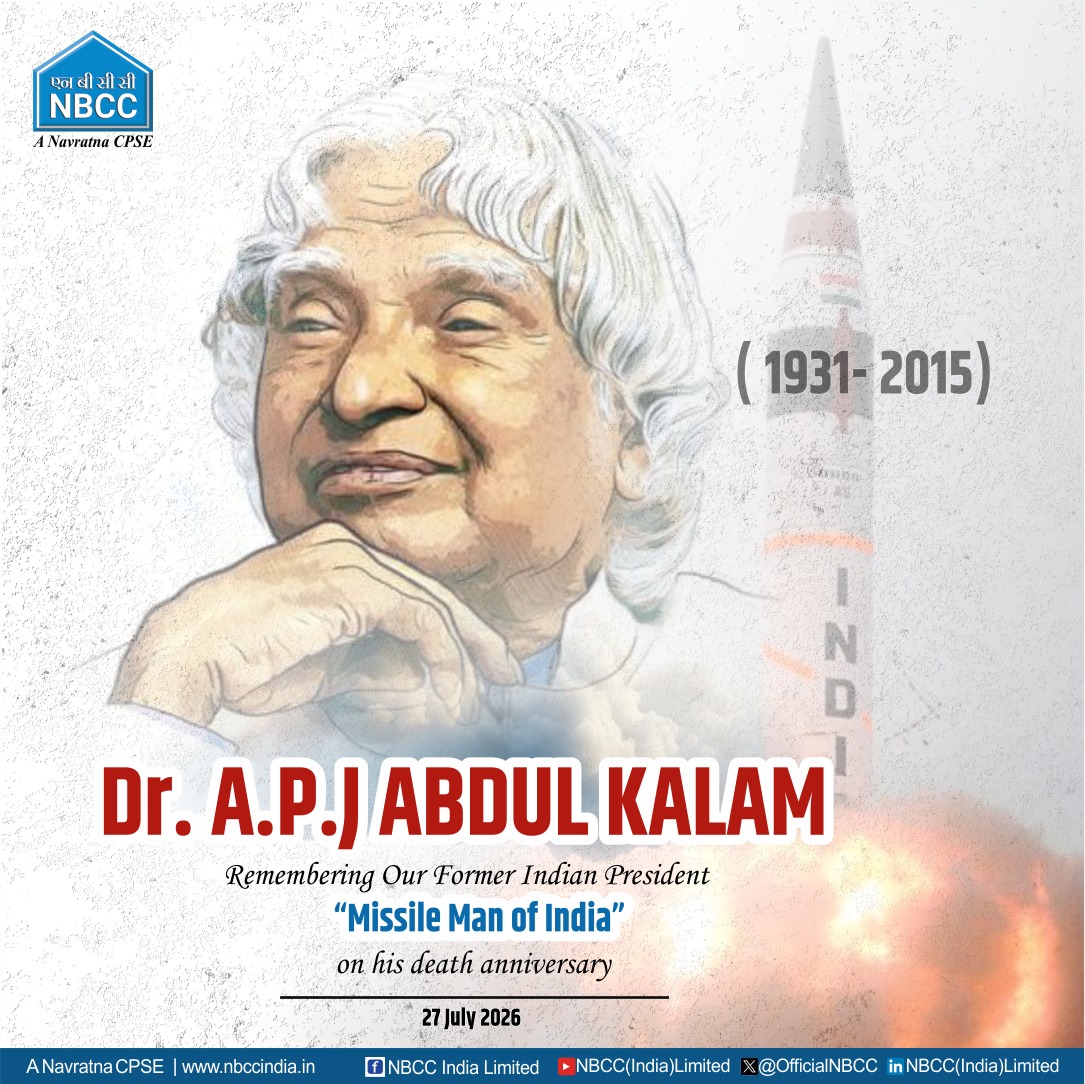 OfficialNBCC's tweet photo. #NBCC pays tribute to Dr. A.P.J. Abdul Kalam on his death anniversary. His vision and values remain an inspiration for the nation.🇮🇳 

#APJAbdulKalam  #NationBuilder https://t.co/98rfiCbVmH