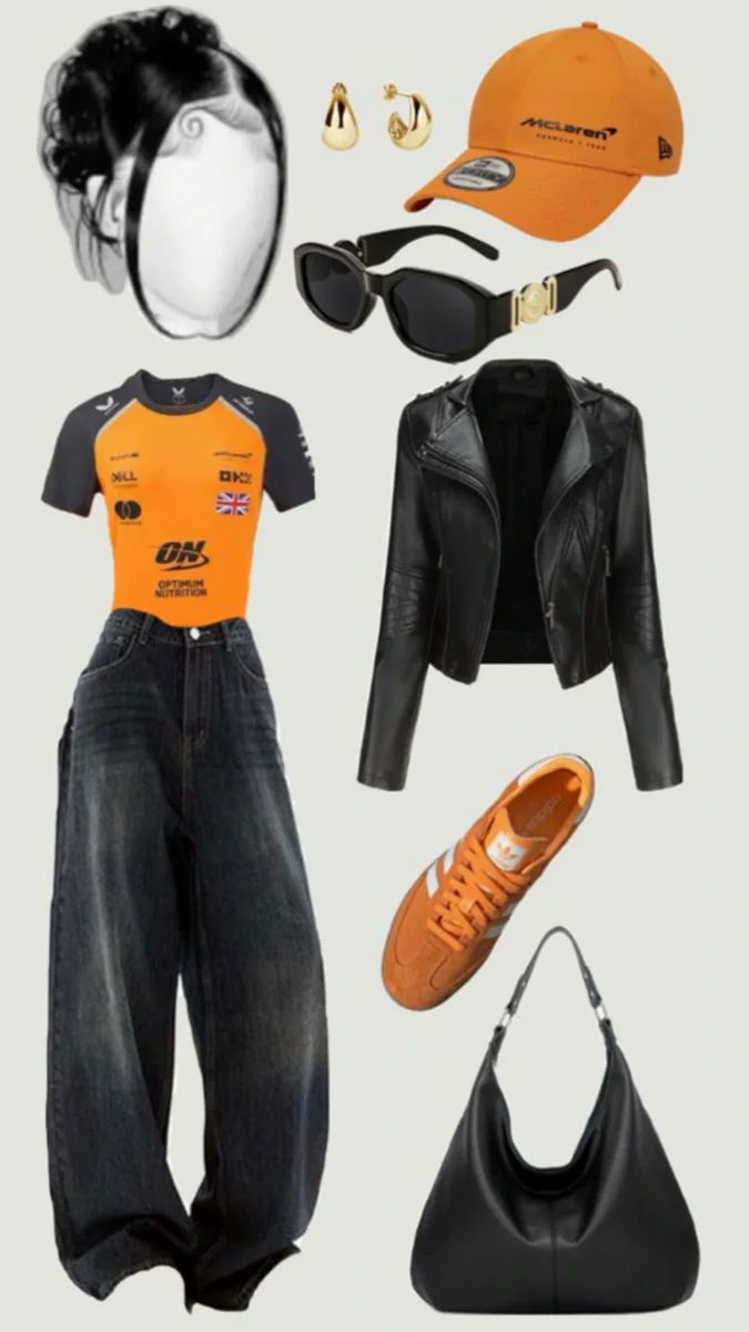 KRYMSKZ's tweet photo. Some ideas because I can't go and I love orange
Put different style too ! But honestly if you like the racing vibe go with a f1 McLaren inspired outfit, their color is papaya/orange ~ https://t.co/4kjerfAxb4
