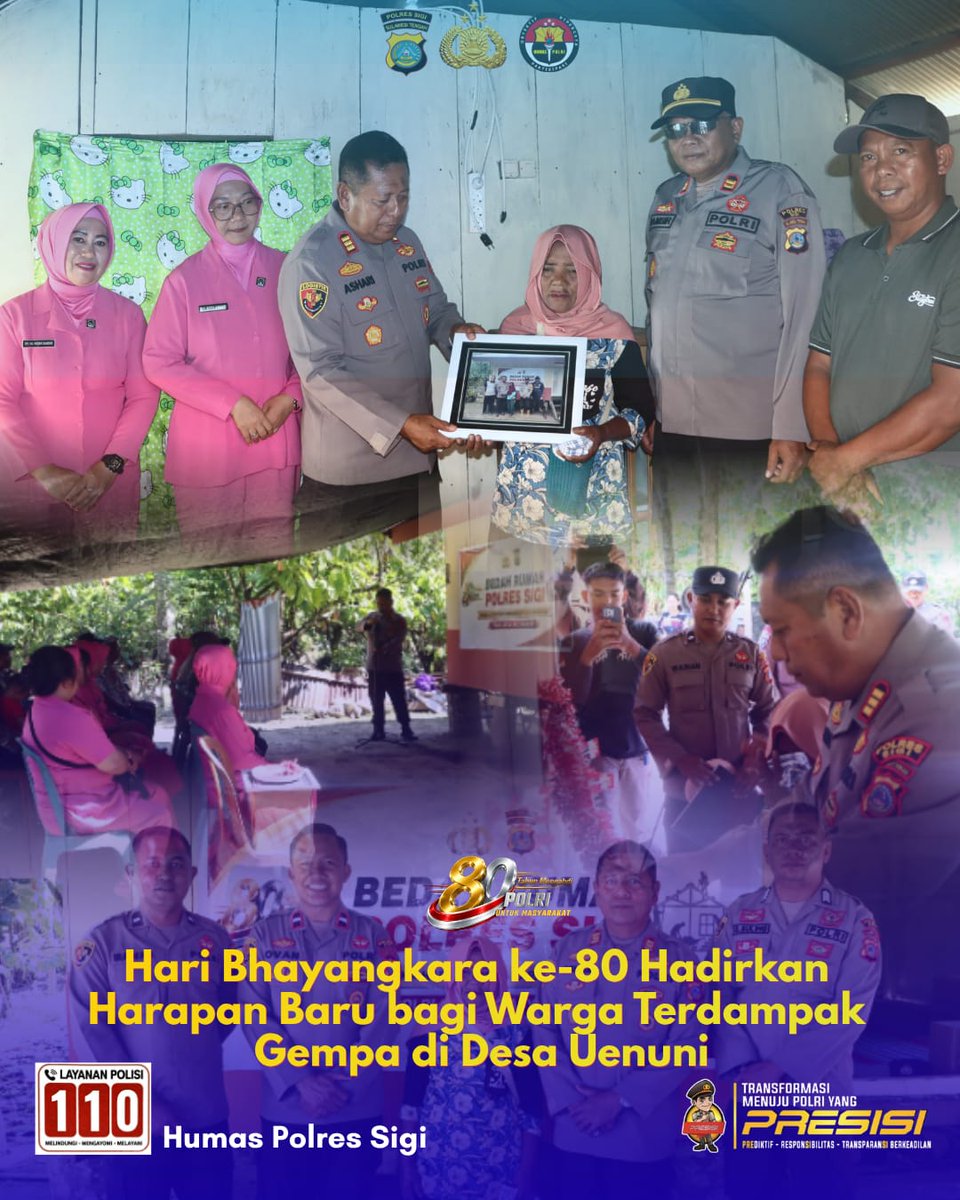 HumasSigi's tweet photo. Hari Bhayangkara ke-80 Hadirkan Harapan Baru bagi Warga Terdampak Gempa di Desa Uenuni. https://t.co/TJDcdl6Q23