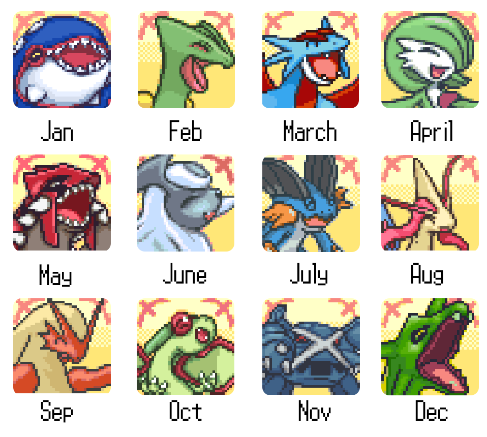 PokeDailyPost's tweet photo. Your birth month is the Pokémon you turn into (Hoenn version 🥉) https://t.co/yOsjTn6mBD