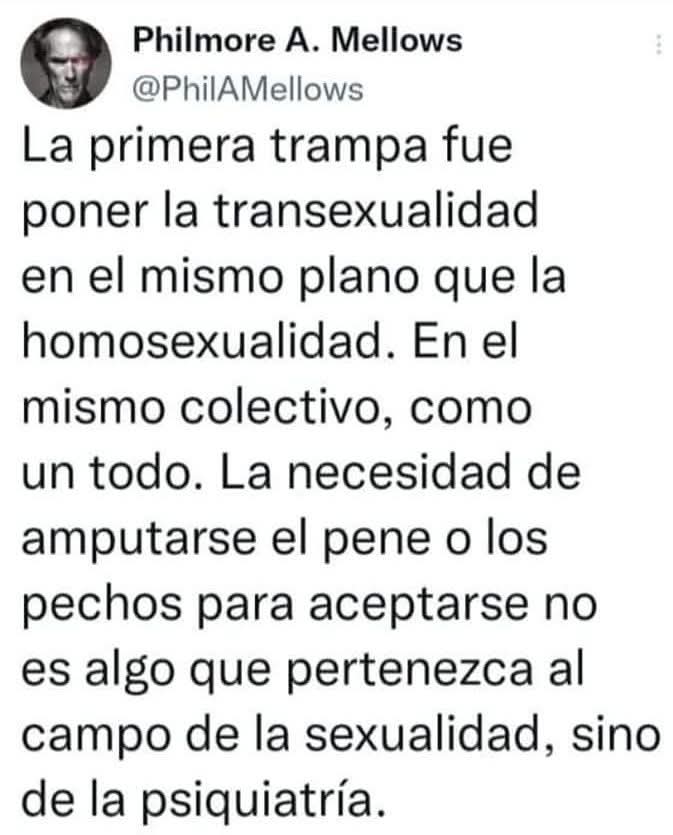 elesteve2's tweet photo. Así https://t.co/7tLAzwxT6j transexualidad NO tiene nada que ver con la homosexualidad.
La transexualidad niega el sexo, mientras que la homosexualidad defiende la existencia de machos y hembras con preferencias sexuales hacia el mismo sexo. https://t.co/OrQBG7LDVB