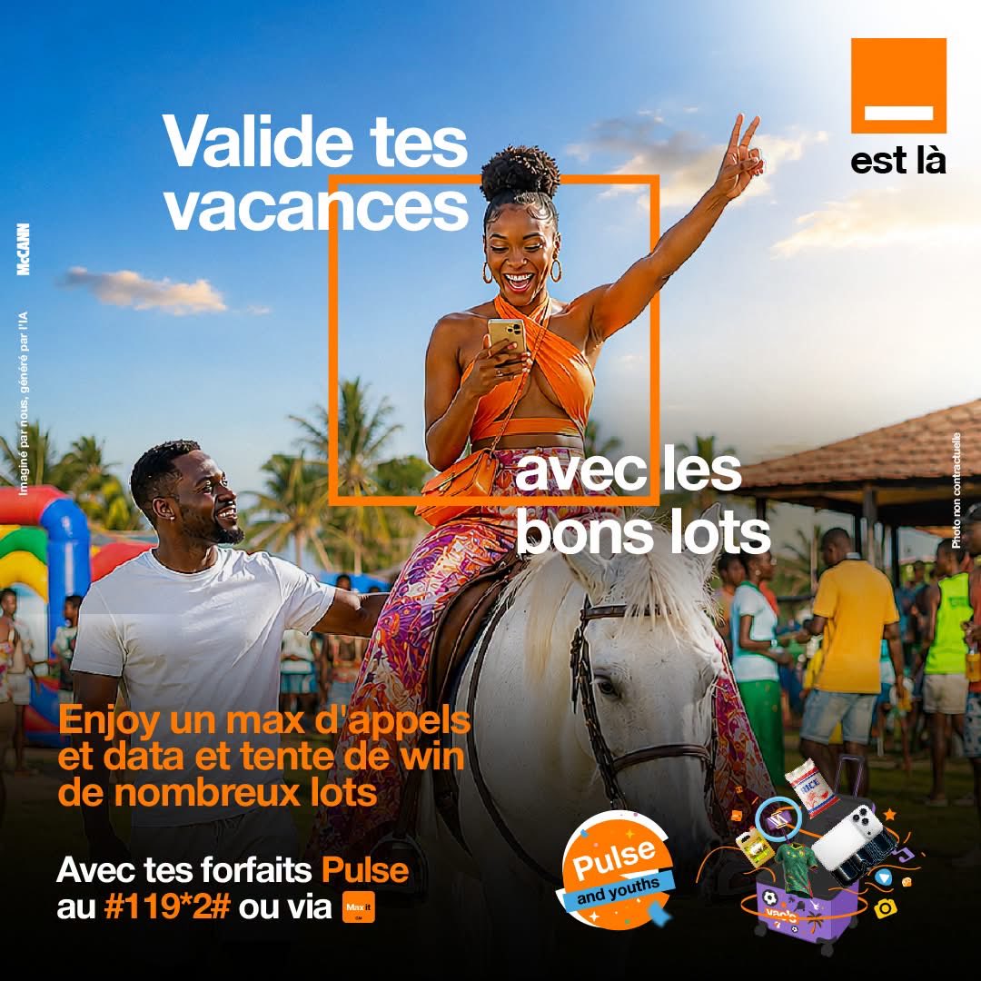 Orange_Cameroun's tweet photo. ✨ Valide tes vacances avec les bons lots !

Plus d’appels, plus de data, plus de fun avec les forfaits Pulse. 📱

Compose le #119*2# ou va sur Max it pour tenter ta chance !

#OrangePulse #OrangeEstLà https://t.co/XnkwVTJh8N